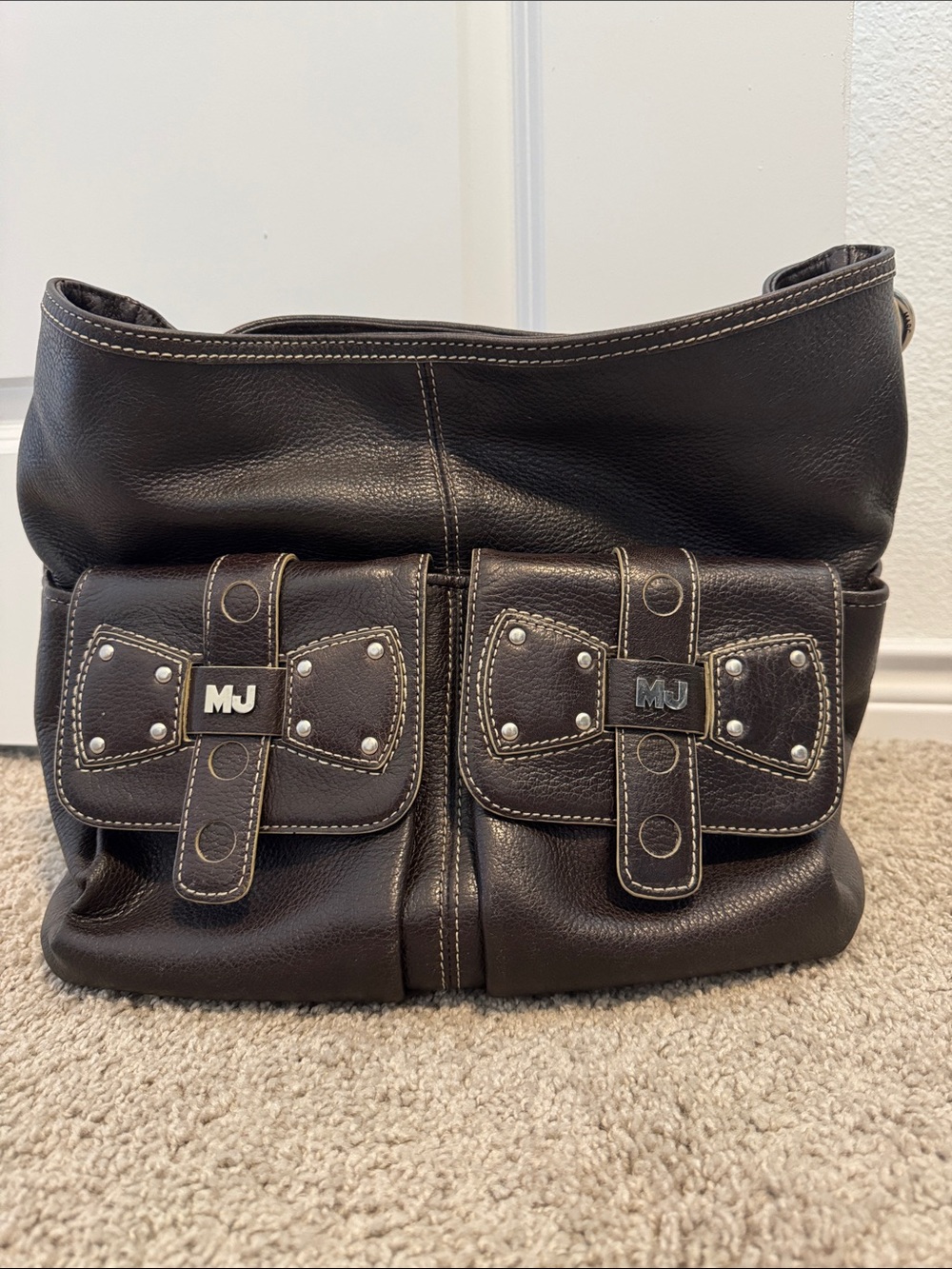 Marc Jacobs Collection Espresso Leather Bow Pocket Hobo Bag Archival